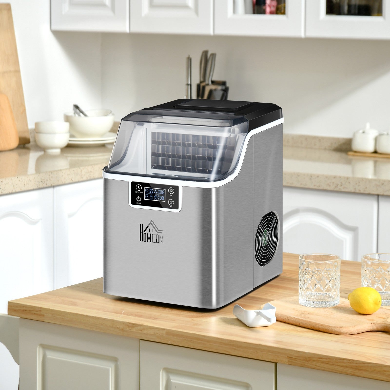 HOMCOM 20kg Countertop Ice Cube Maker
