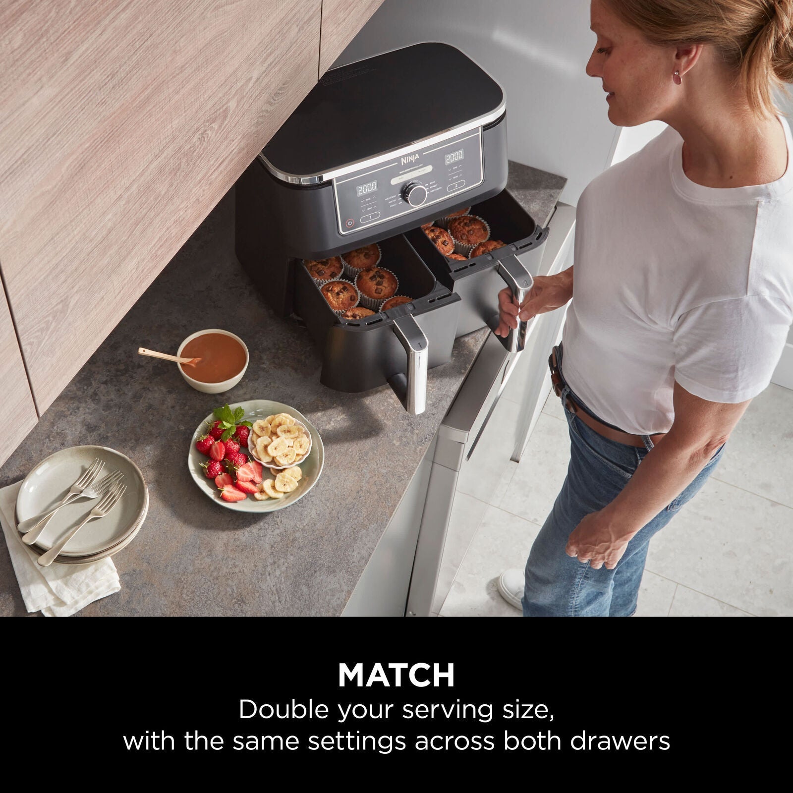 Ninja Foodi Air Fryer MAX Dual Zone – Refurbished [AF400UK], 6 Functions, 9.5L