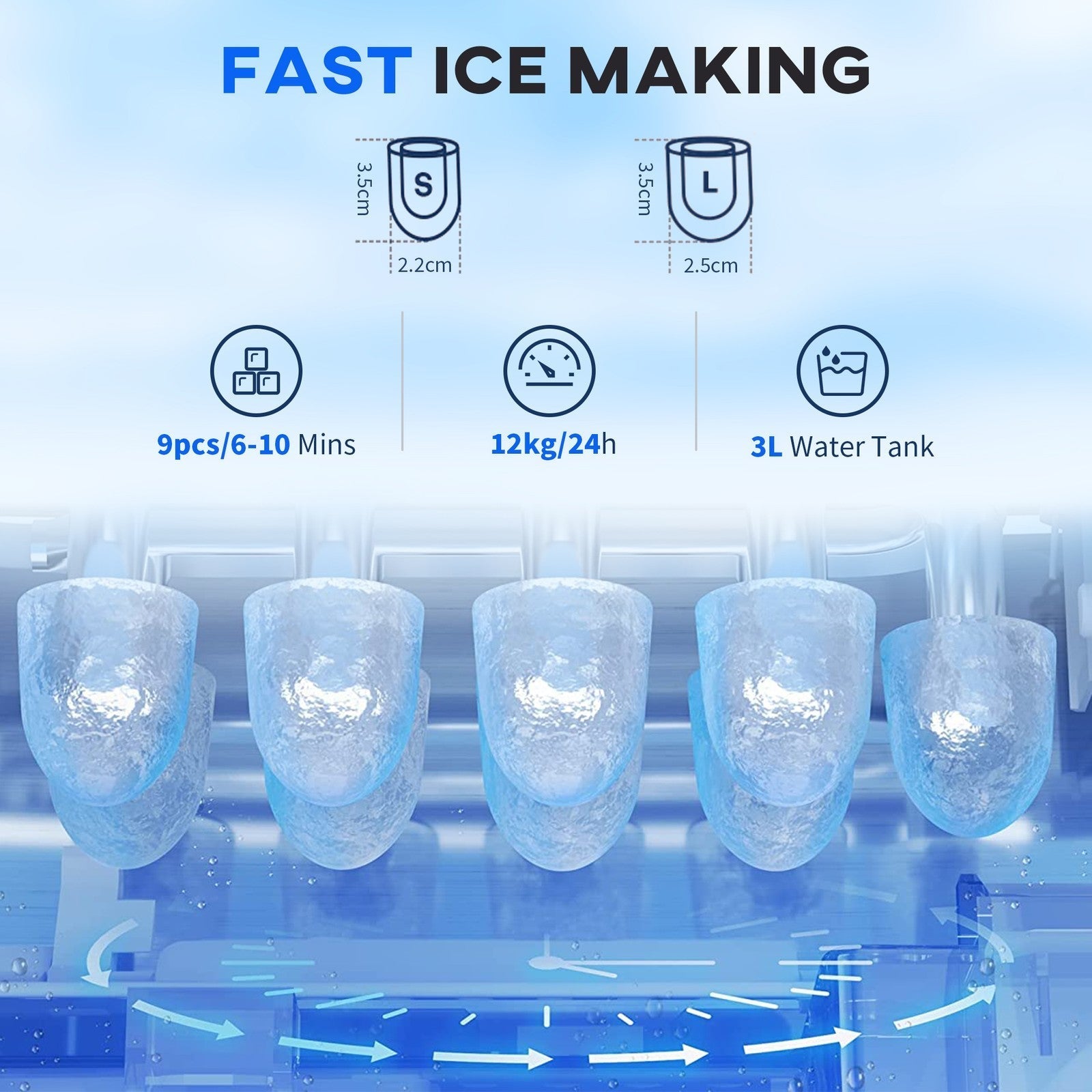 HOMCOM 2-in-1 Ice Maker & Water Dispenser