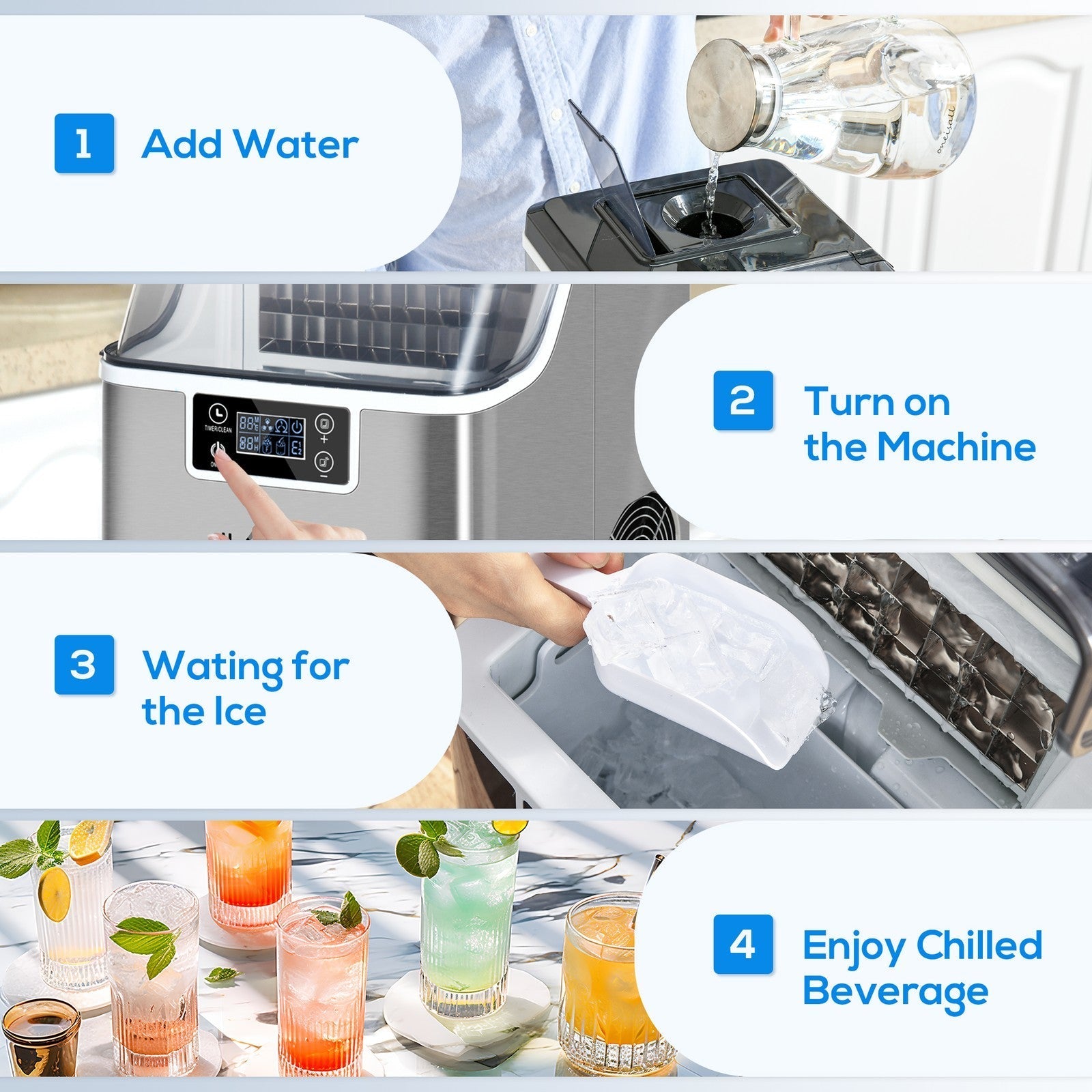 HOMCOM 20kg Countertop Ice Cube Maker